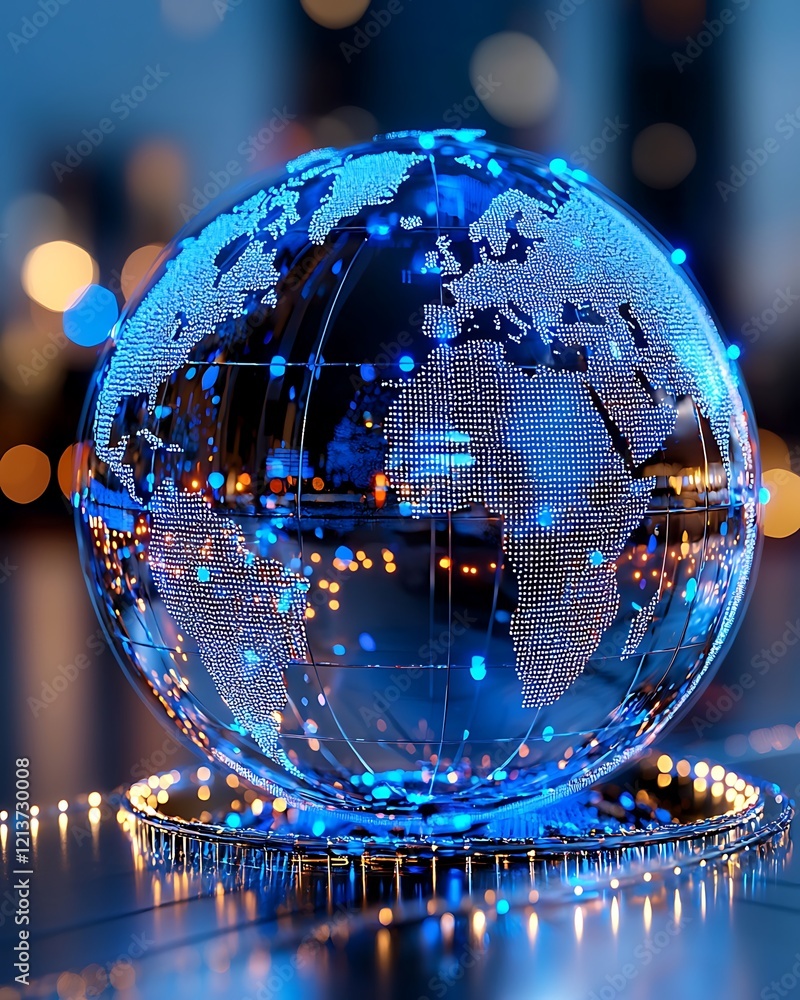 Poster zero discrimination day, modern illustration of a digital globe with connected nodes and bright ligh