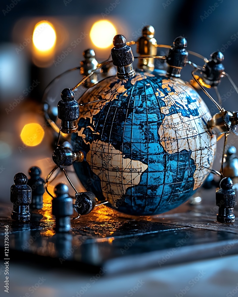 Aufkleber zero discrimination day, detailed illustration of a globe with human figures representing global int
