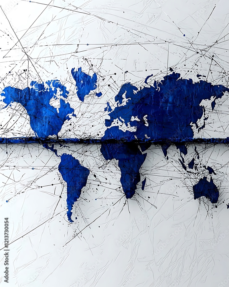 Poster zero discrimination day, abstract illustration of a blue globe with interconnected lines representin