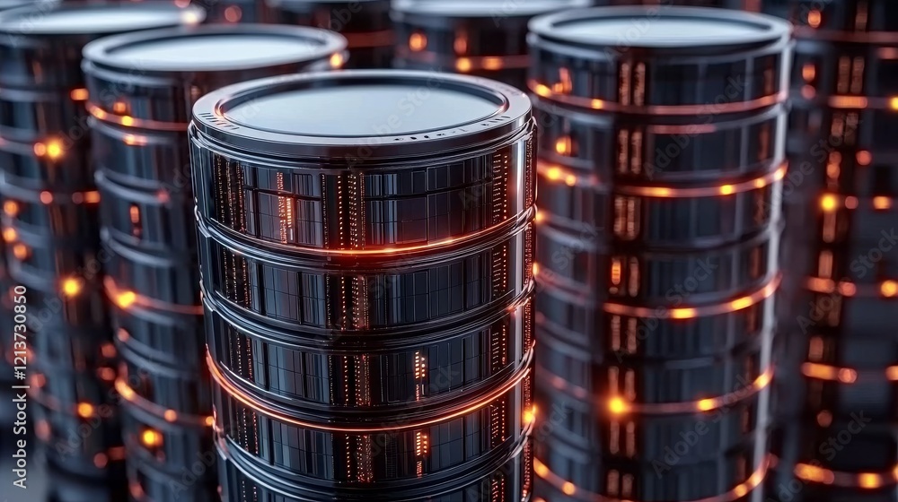 Poster futuristic data servers network storage data center digital infrastructure high-tech environment aer