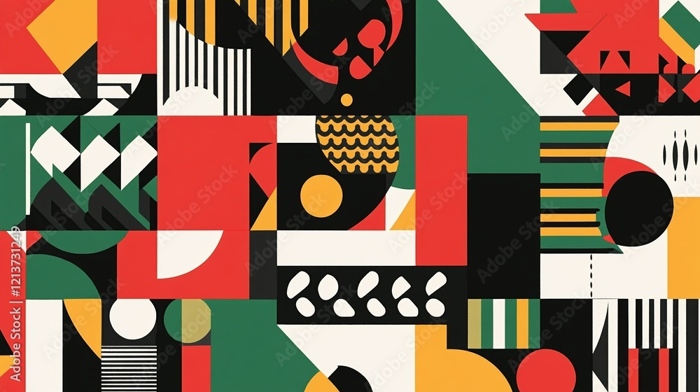Poster a banner for a graphic design service featuring dynamic geometric patterns and vibrant color gradien