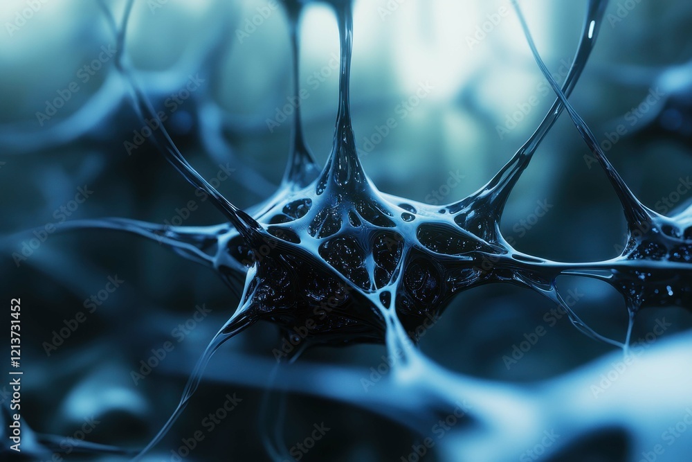Aufkleber intricate network of neurons in a dark abstract environment showcasing cellular structure and connec