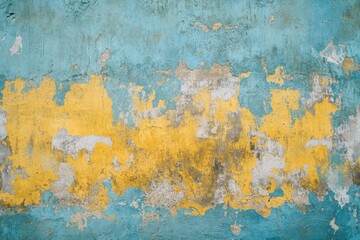 Obraz premium Peeling Painted Yellow Blue Wall