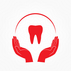 Hands up tooth care care logo design template