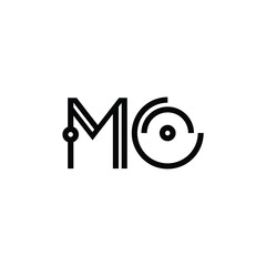 MO monogram logo design letter text name symbol monochrome logotype alphabet character simple logo