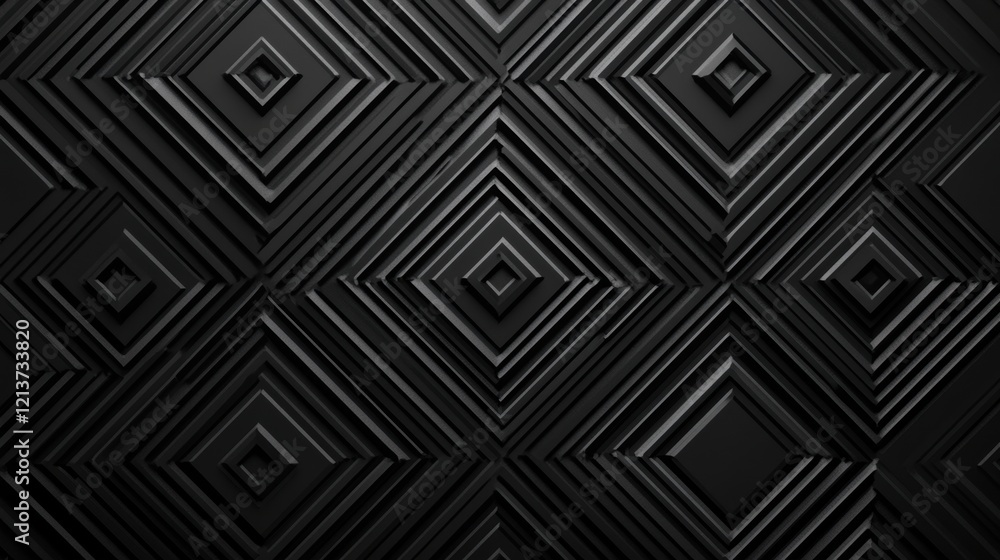 Poster abstract black geometric diamond pattern background texture modern 3d design repeating shapes