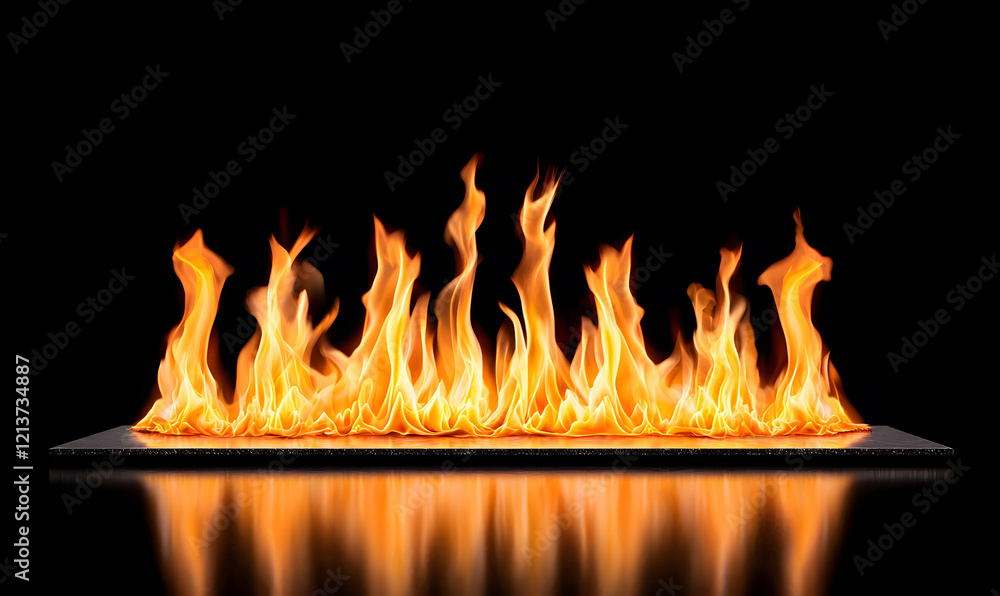 Poster dynamic flames dancing in darkness fire display abstract art studio environment close-up view heat a