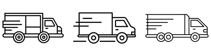 Vector Outline Delivery Trucks Icon set