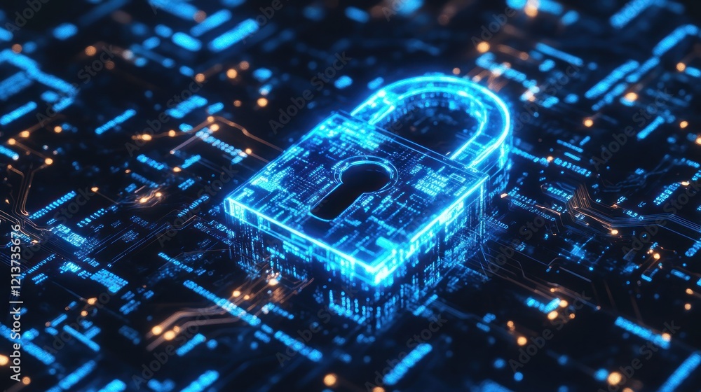 Poster digital lock securing data on circuit board