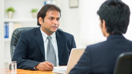 HR Professional Conducting Interview - An Indian HR specialist interviewing a candidate in an office environment.
