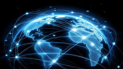 Obraz premium Global network connection event digital world infographic visualization tech environment aerial view connectivity concept