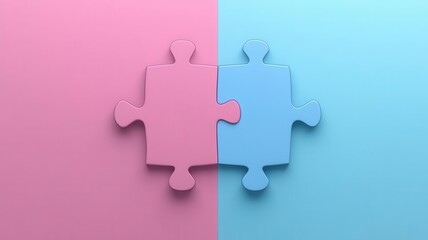 Obraz premium teamwork flat design top view puzzle pieces fitting together to symbolize collaboration 3D render Split-complementary color scheme