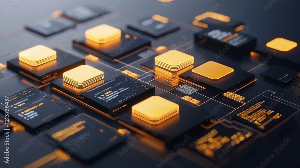 Aufkleber futuristic tech circuit board abstract digital space graphic design high-tech environment close-up i
