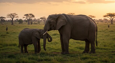 Obraz premium elephants in the savannah