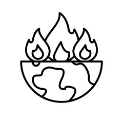 earth burn outline icon
