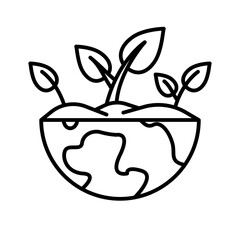 earth plant outline icon