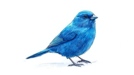 Vivid Blue Bird: Watercolor Painting of Avian Wildlife