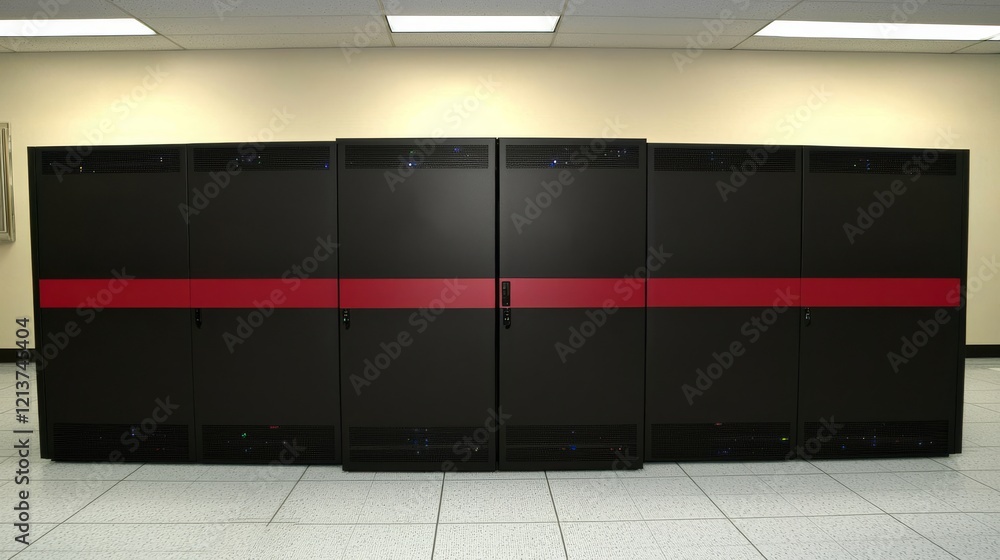 Poster data center server network rack setup corporate office technology infrastructure indoor environment 