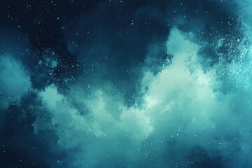 Naklejka premium Serene Teal Watercolor Night Sky Abstract Background