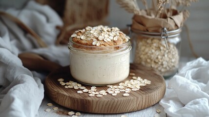 Cooked Oatmeal Breakfast in Jar 