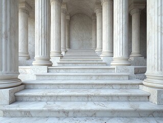 Obraz premium Marble steps and columns in classical temple
