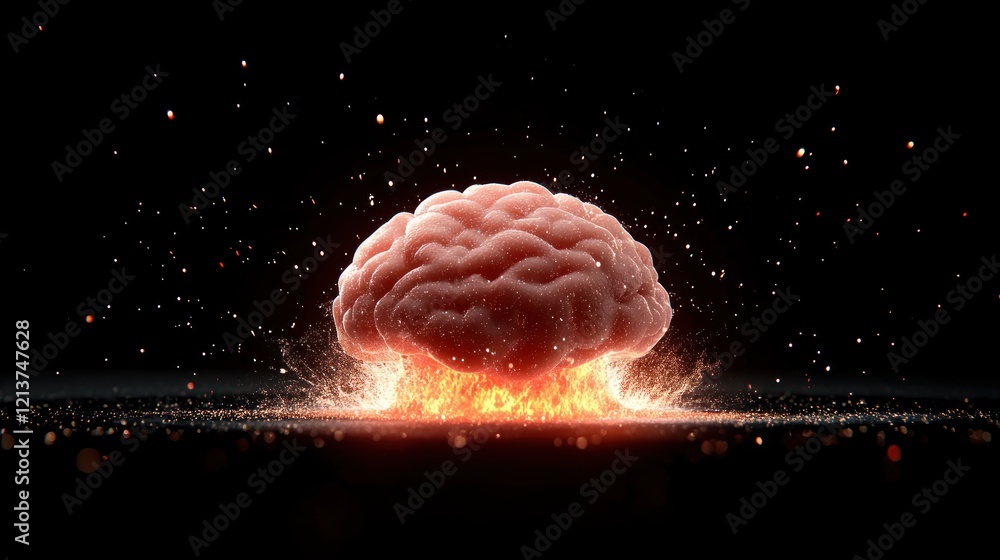 Poster explosive brain concept the power of thought