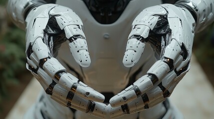 Innovative robotic hands in action showcasing ai technology in a futuristic environment