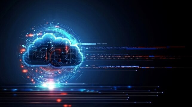 Cloud computing technology event digital network graphic design virtual environment high-tech viewpoint innovation concept