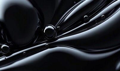 Abstract black bubbles, futuristic design, 3d render, Generative AI