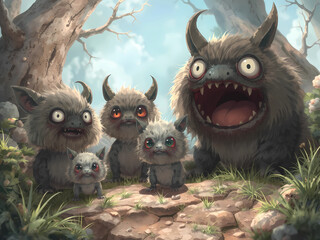 Little creepy fuzzy creatures in a mystical world perfect clarity photorealistic high definition beautiful resolution