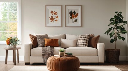 Cozy living room with autumn-inspired decor
