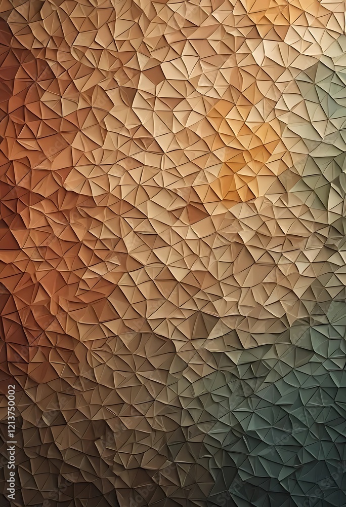 Aufkleber abstract brown and green triangular pattern background