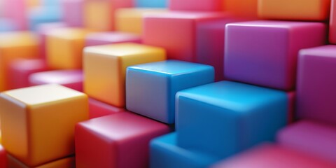 Abstract geometric blocks on a dark background, 3d render, Generative AI