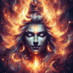 Digital Artwork of Lord Shiva on Maha Shivratri: Wisdom and Transformation Goddess Invocation