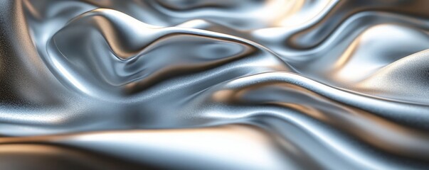 Abstract silver shape, 3d render, Generative AI