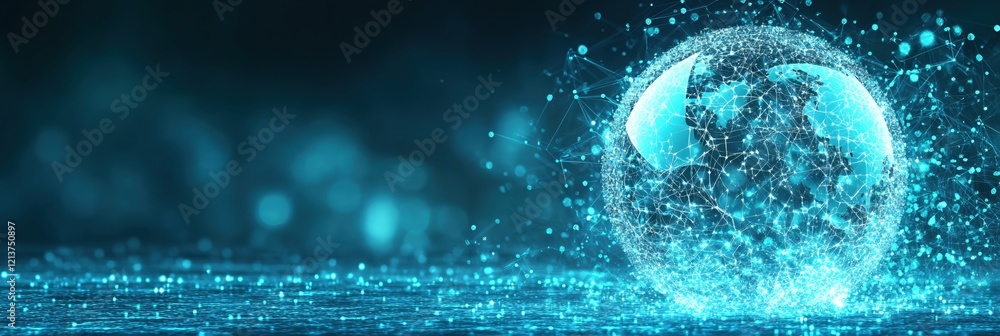 Aufkleber global network connection digital world abstract technology concept