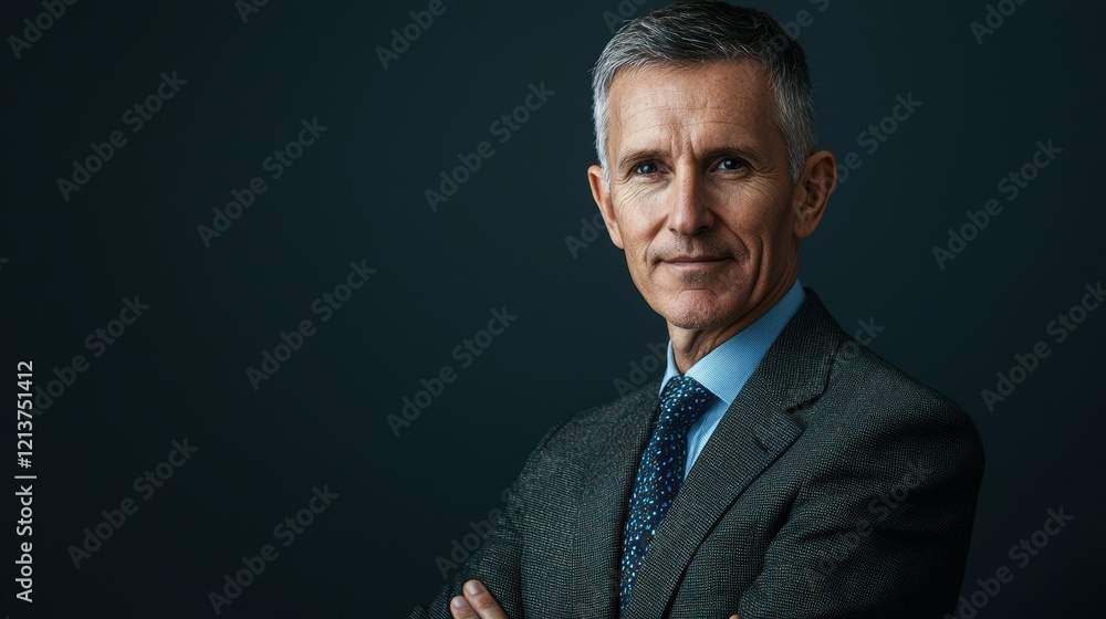Aufkleber a man in a suit and tie is standing in front of a dark background. generative ai