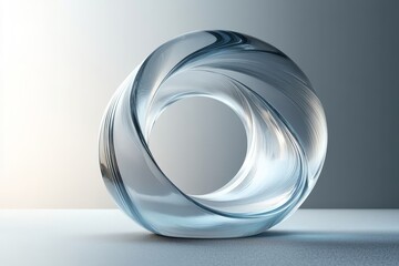 Abstract minimalist background design, wavy glass circle, 3d render, Generative AI