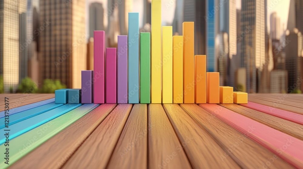 Poster Data Visualization Trends Understanding Colorful Graphs and Charts Blur Background