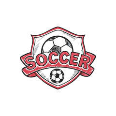 Isometric soccer badge logo design unique style in white background 