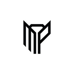 MP monogram logo design letter text name symbol monochrome logotype alphabet character simple logo