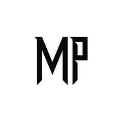MP monogram logo design letter text name symbol monochrome logotype alphabet character simple logo