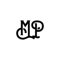 MP monogram logo design letter text name symbol monochrome logotype alphabet character simple logo