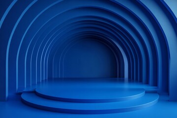 Obraz premium Abstract 3d render, blue geometric background design, Generative AI