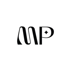 MP monogram logo design letter text name symbol monochrome logotype alphabet character simple logo