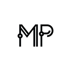 MP monogram logo design letter text name symbol monochrome logotype alphabet character simple logo