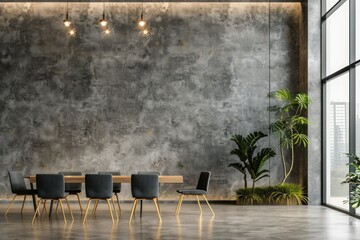 Premium Quality Picture of Interior Modern Office Meeting Room Wall Mockup Premium