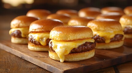 Natural Fats Calcium, Mini Cheesy Burgers with Oozy Melted Goodness for Fast-Casual Dining Themes