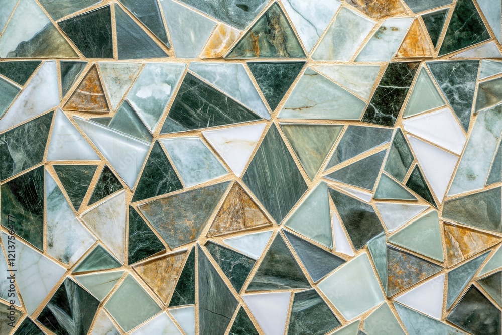 Poster intricate geometric tile pattern created with polished stones for a modern elegant backdrop in a sof