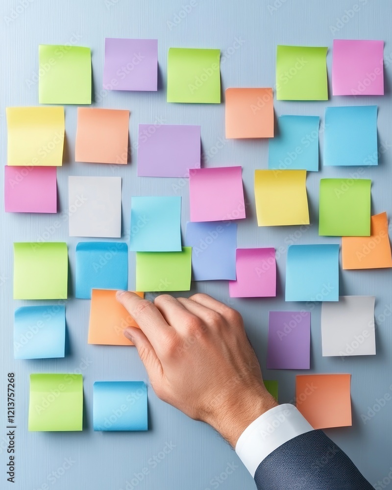 Poster organizing ideas with sticky notes a visual approach